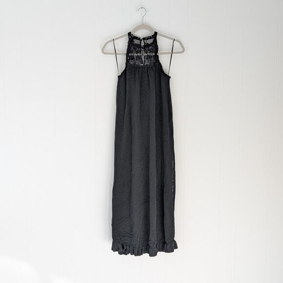 NWT Zara Knit Black Lace Halter Neck Midi Dress, Size S - Picture 2 of 8